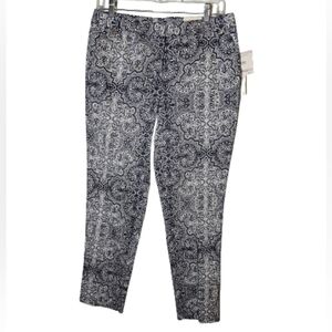 Anne Klein Slim Ankle White and Blue Pants Women's Size 6 NWT